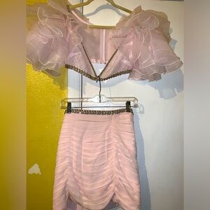 Giambattista Valli H &M Chic Pink Ruffled Two-Piece Set size 4-6